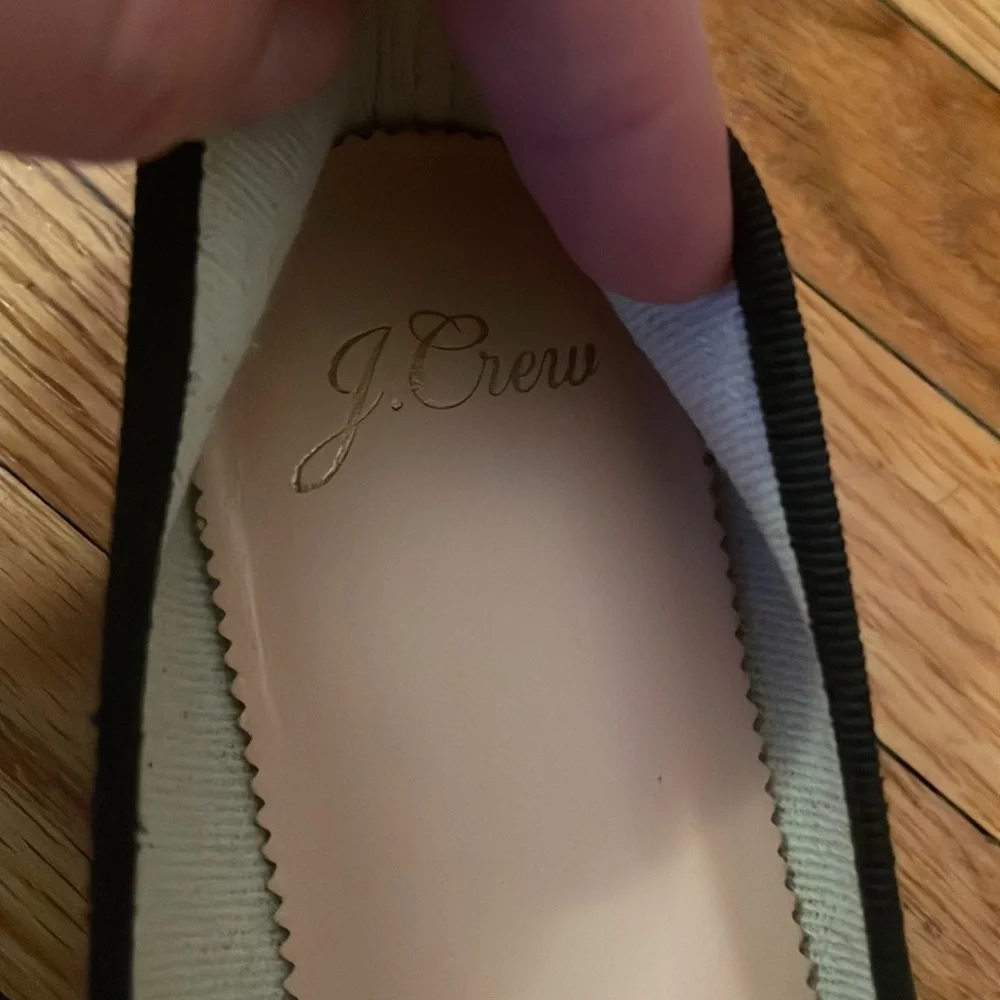 J. Crew Black Pointed-Toe Ballet Flats with Pink Insole